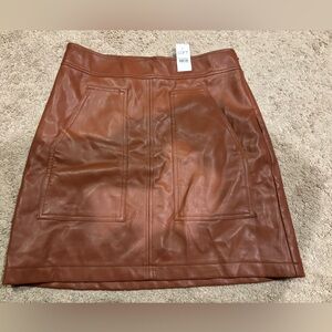 LOFT Women's Tan faux Leather Skirt